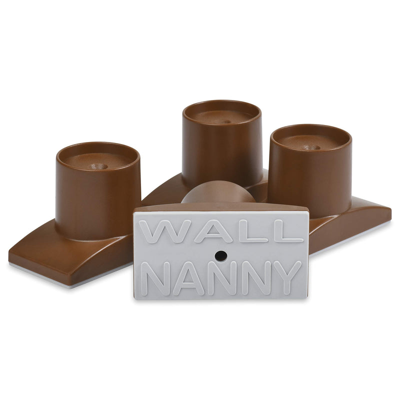 Wall Nanny Extender - 4 Inch Baby Gate Extension (Made in USA) Extends Pressure Mounted Gates + Protects Walls + Stabilizes - Child, Pet & Dog Gates - Works on Stairs - 4 Pack Wall Protector - Brown - PawsPlanet Australia