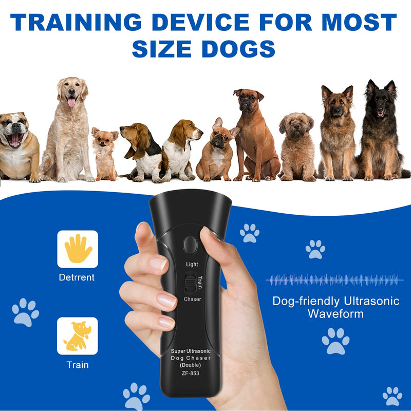 Anti Barking Device, Dual Sensor Ultrasonic Dog Bark Deterrent, Ultrasonic Dog Chaser, Handheld Dog Barking Control Devices Dog Training Tools with LED Light, 33ft Range, Safe for Human & Pet - PawsPlanet Australia