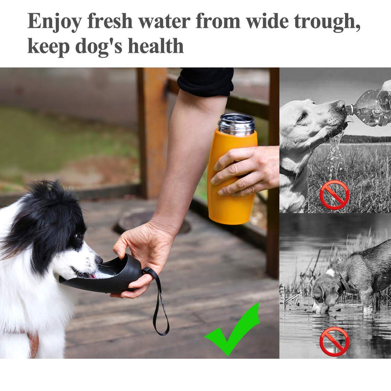 VIVAGLORY Leakproof & Portable Dog Water Bottle, 750ML Dog Drinking Bottle with Large Trough, Orange Yellow - PawsPlanet Australia