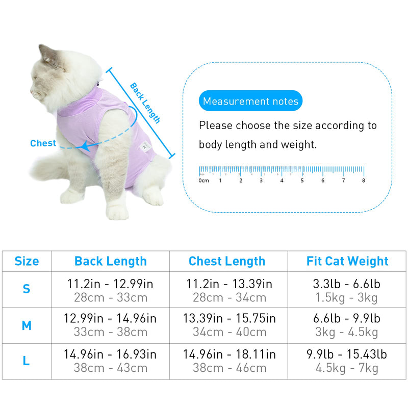 Oursunshine Cat Surgery Recovery Suit: Medical Pet Vest Onesie After Surgery Wear, Breathable Cat Surgical Bodysuit for Wound Care S Purple - PawsPlanet Australia