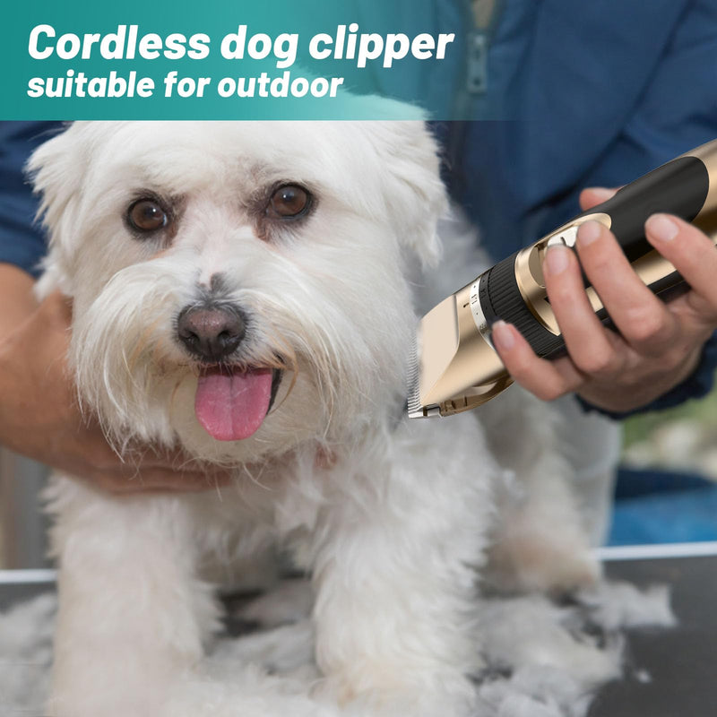 Sjpzwcrl Dog Clipper Professional Clipper Dog Cat Rechargeable Wireless Pet Hair Trimmer Electric Dog Trimmer Kit with LCD Display for Dog Cat Pet Gold - PawsPlanet Australia