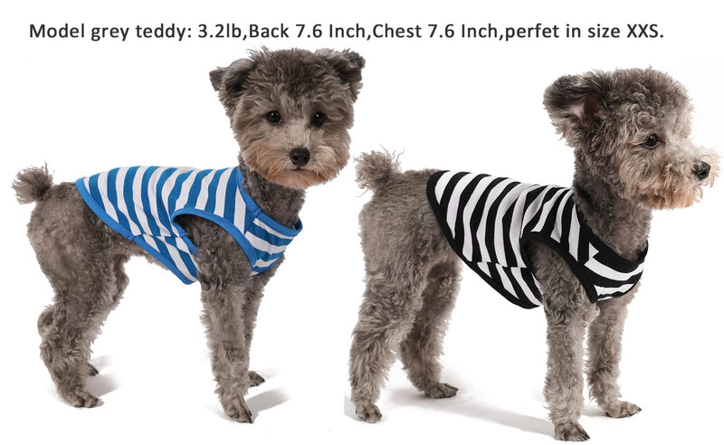 WEONE Dog Shirt Striped Cotton Shirt,Pet Breathable Soft Basic Clothes for Small Medium Larg Boy Girl Dogs XX-Small (Pack of 1) Black+Blue(1 Pack include 2 pcs) - PawsPlanet Australia