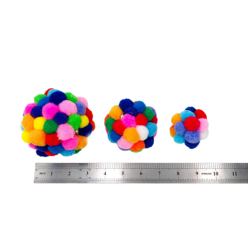 JpGdn 3Pcs Cat Toy Balls Kitten Pompon Ball with Bells Soft Wool Felt Ball Colorful Interactive Playing Chewing Training Teaser Toy - PawsPlanet Australia