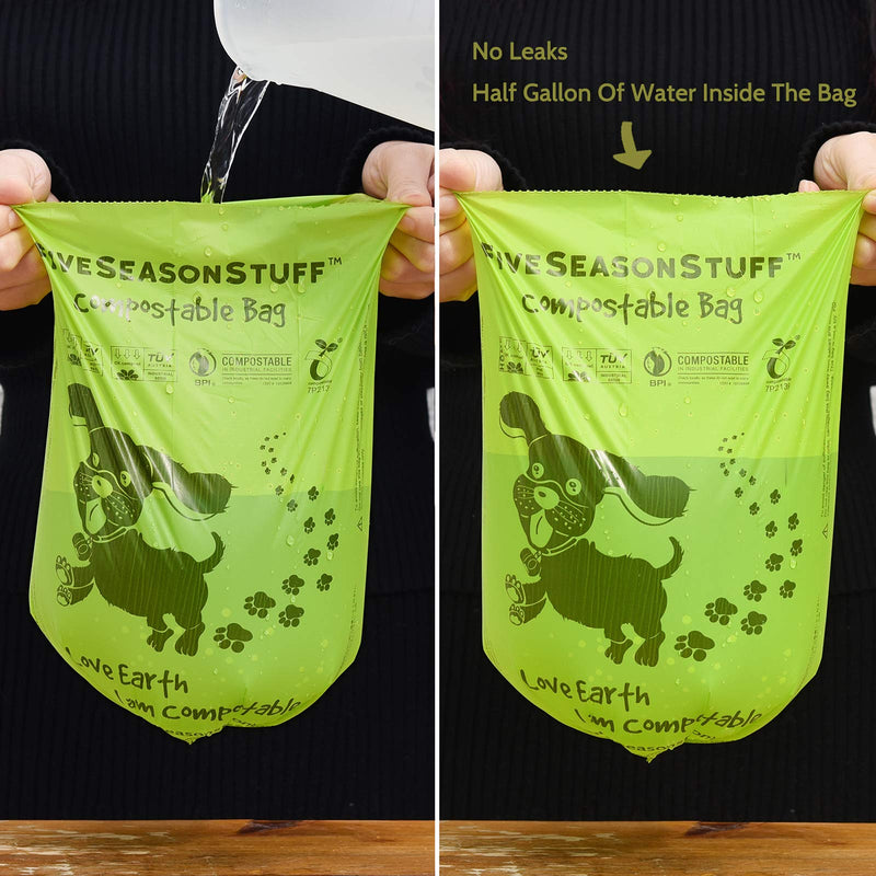 [Australia] - FiveSeasonStuff Biodegradable Poop Bags for Dogs Zero Waste Compostable Dog Waste Bags Highest Rated ASTM D6400 Very Strong Leak-Proof for Large Dogs Puppy Cats 1 Glow in the Dark Dispenser with 15 Dog Poop Bags (Lavender-scented) 