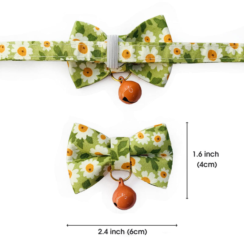 Cognatio Cat Collars with Bells and Safety Release Buckle, Floral Bow Tie Kitten Collars, Adjustable 20-30 cm, 2 Pack, Green+Pink - PawsPlanet Australia