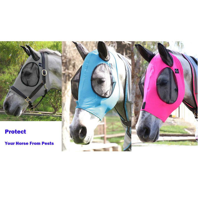 Gaosheng Horse Fly Mask, Fly Mask with Ears, Extra Comfort Lycra Grip Soft Mesh Horse Fly Mask with Ears (rose Red) rose Red - PawsPlanet Australia