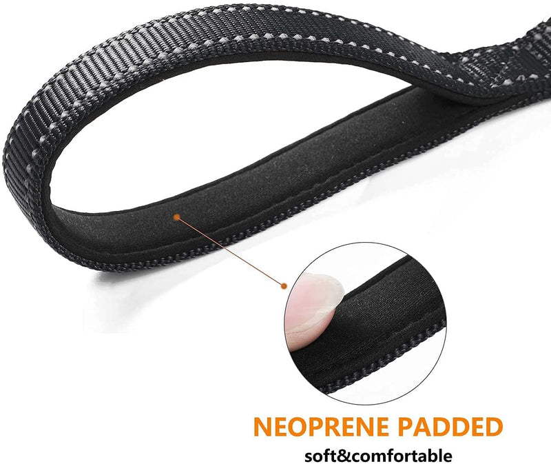 CHENEDY 6ft Dog Leash ，Heavy Duty Dog Leasfor Padded Handles,Double Handle Dog Leash, Reflective Training Lead, Durable Traffic Leashes Perfect for Large Medium or Small Dog black - PawsPlanet Australia