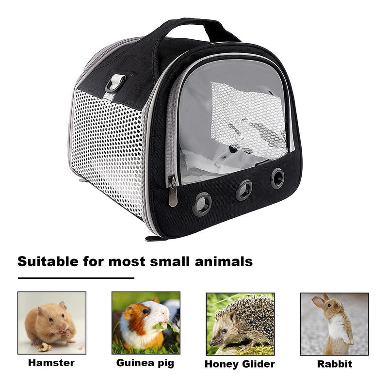 Small Pet Carrier Bag with Mat Guinea Pig Travel Carrier with Strap Portable Breathable Rabbit Carrier Outdoor Pet Bag for Squirrel Bunny Hedgehog Guinea Pig Black - PawsPlanet Australia