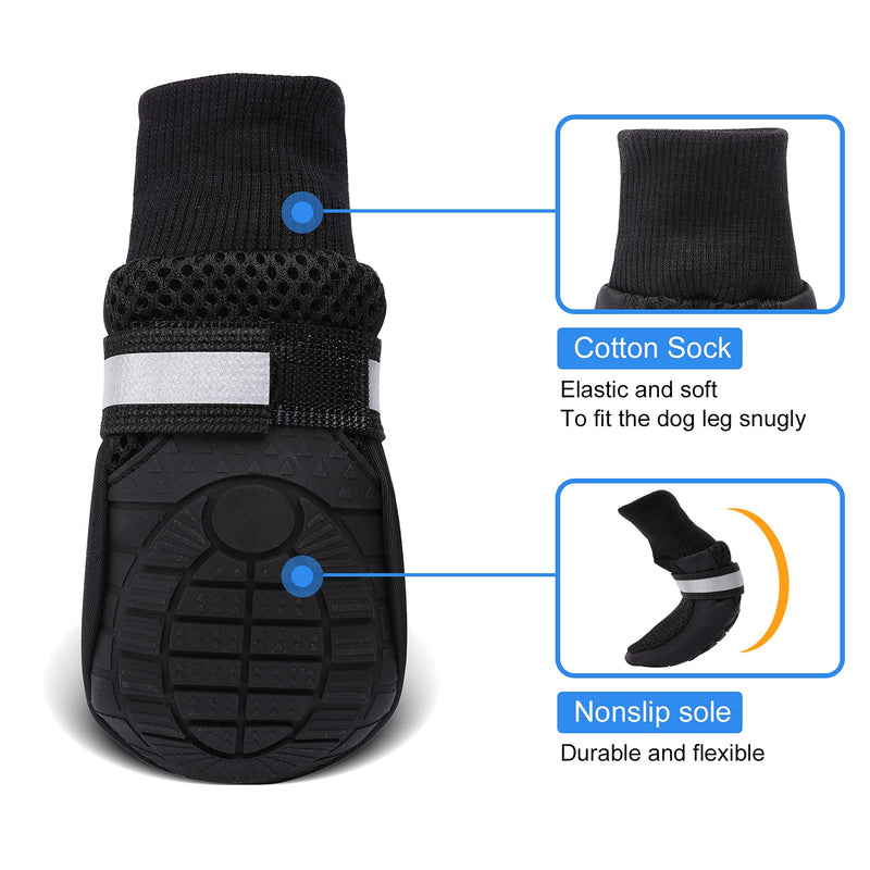 Hilanco Breathable Mesh Dog Boots, Dog Boots for Large Dogs, Dog Paw Protection for Hot Pavement S ( 2.0" width ) Black - PawsPlanet Australia