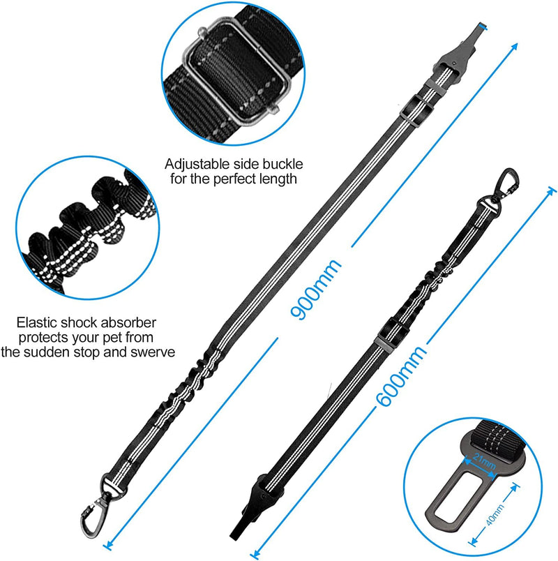 Firschoie dog car seat belt, 3-in-1 dog belt for the car, dog seat belt with elastic shock absorption, thick zinc alloy, double secure bolt hook and double buckle - PawsPlanet Australia