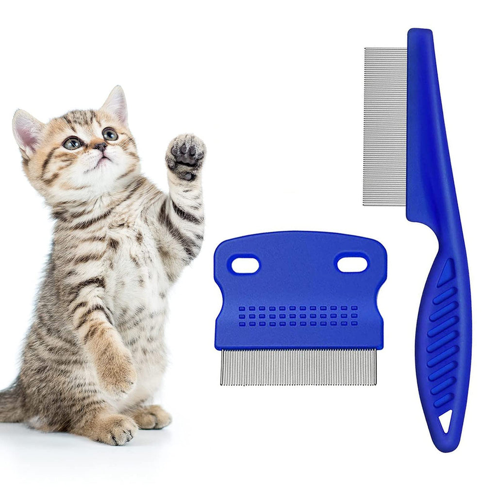 Flea comb for cats, pack of 2 lice comb, dust comb for cats, dogs, effective against fleas and lice, professional flea comb for dogs and cats, short-haired cats - PawsPlanet Australia