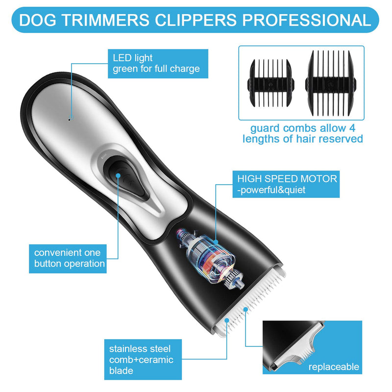 [Australia] - Lovav Dog Clippers Washable,2 in 1 Dog Grooming Clippers Kit,Professional Dog Trimmers Clippers Cordless,Low Noise Dog Shaver USB Rechargeable,Pet Clippers for Dogs,Cats,Rabbits and More 