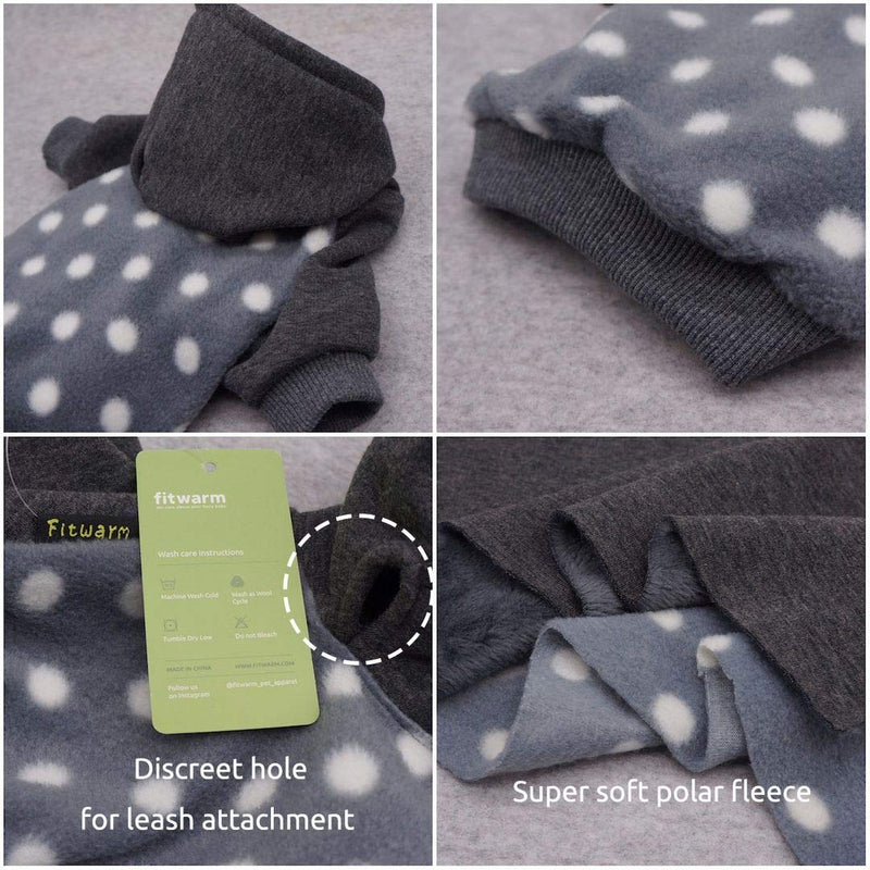 Fitwarm Polka Dot Pet Clothes Dog Hoodie Sweatshirts Pullover Cat Jackets Fleece Pink X-Small Grey - PawsPlanet Australia