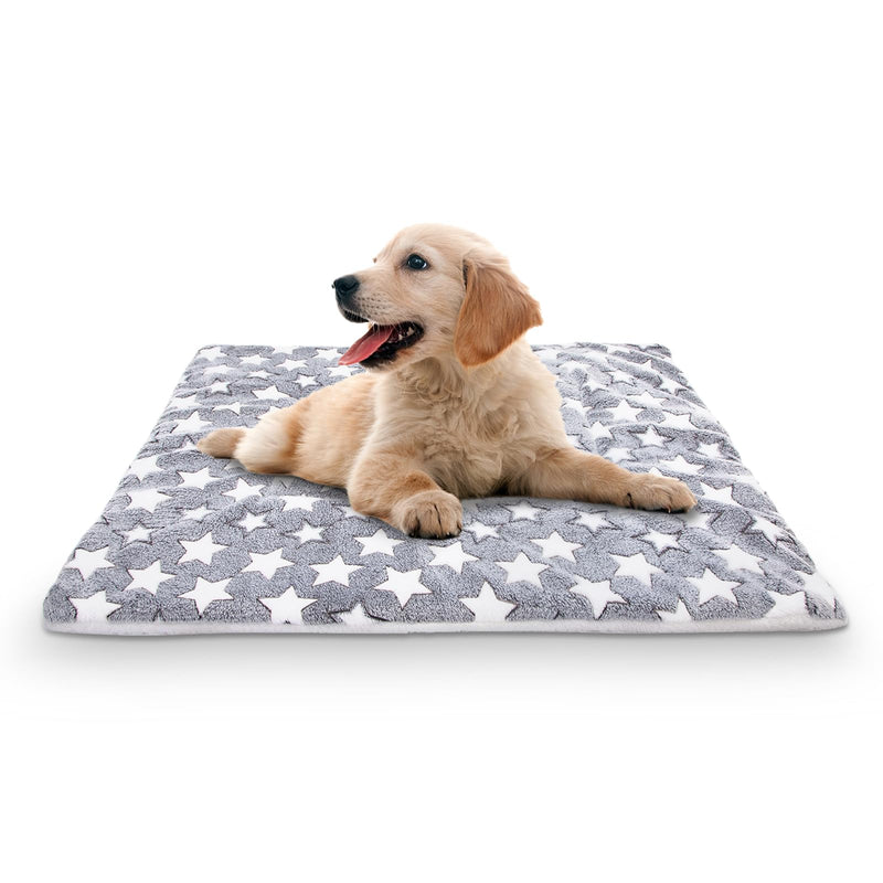 Nobleza Dog Mattress Flannel Pet Bed Crate Mat Reversible (Hot and Cold) Machine Washable Pet Sleeping Mat Suitable for Large and Small Dogs Gray Star Pattern L55*W42CM - PawsPlanet Australia