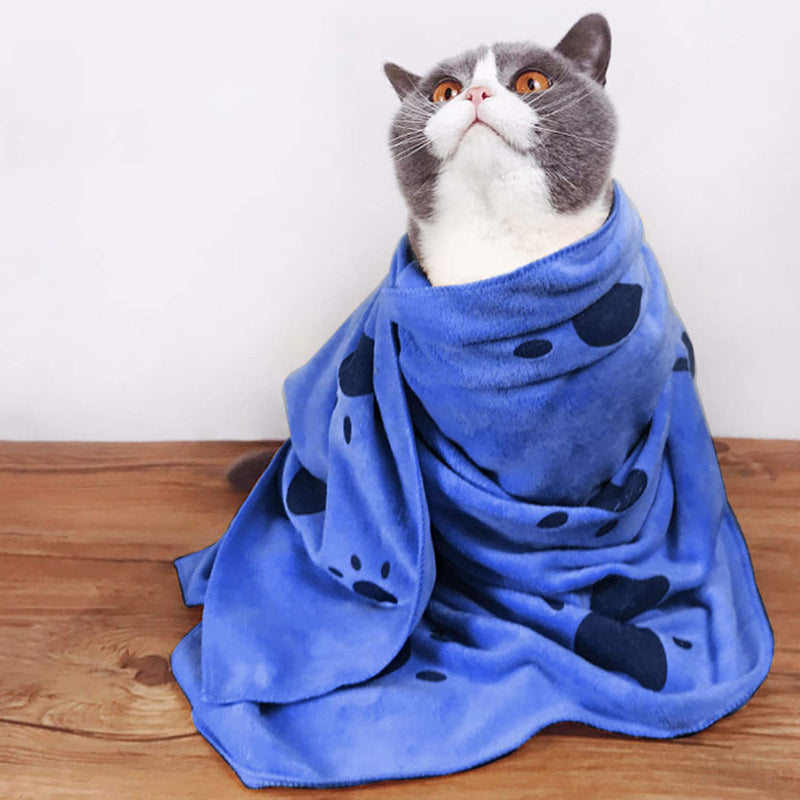 Yuer Microfibre Pet Towel Absorbent Microfibre Towel Oversized Drying Towel for Dog Cat Bath Grooming Blue 55x28 inches - PawsPlanet Australia