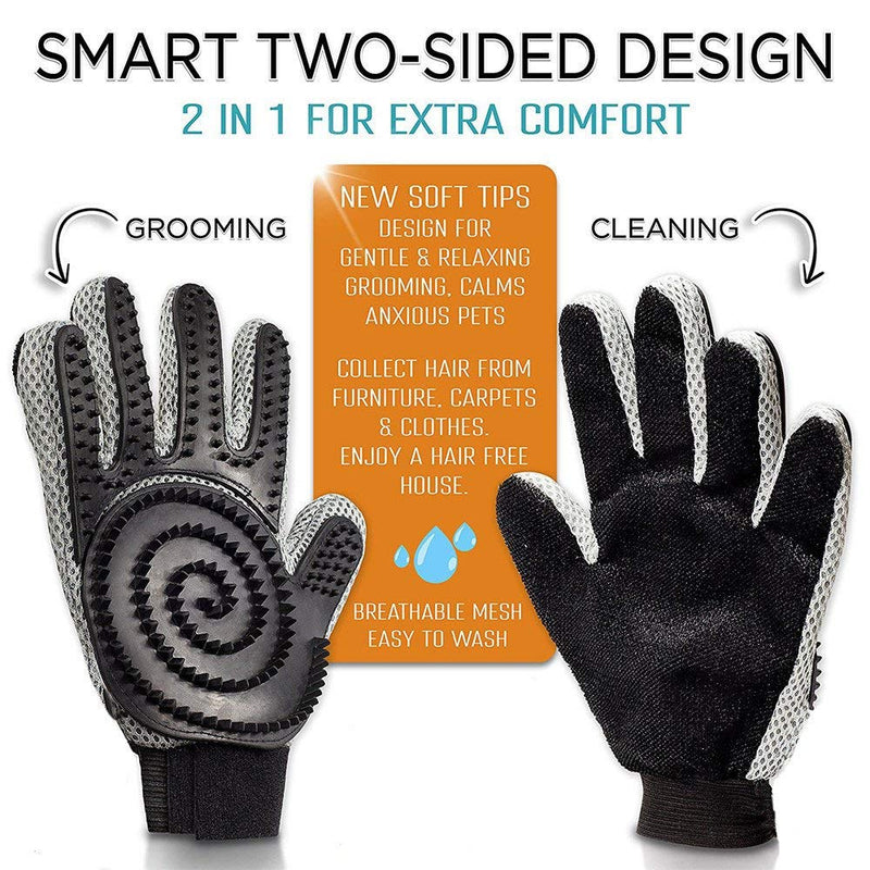 YOOUOOK [Upgraded Version] Pet Grooming Glove,Pet Hair Remover Glove, Pet Clean Massage Gloves,2 in 1 Massage Deshedding Glove Brush with Enhanced Five Finger Design-for Long & Short Fur(1Pcs) Black-New - PawsPlanet Australia