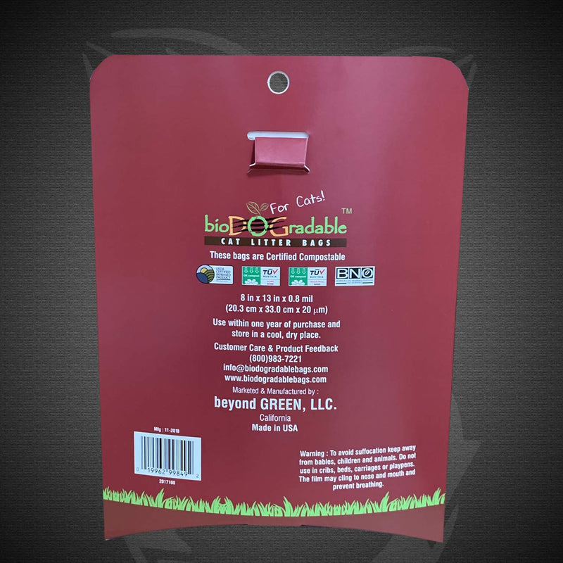 [Australia] - Cat Poop Litter Waste Bags - Compostable Litter Bags Easy Tie Handles Gusset for Expanding -Super Strong - Alternative to Plastic Bags - Quick Litter Box Cleaning 8 x 16 