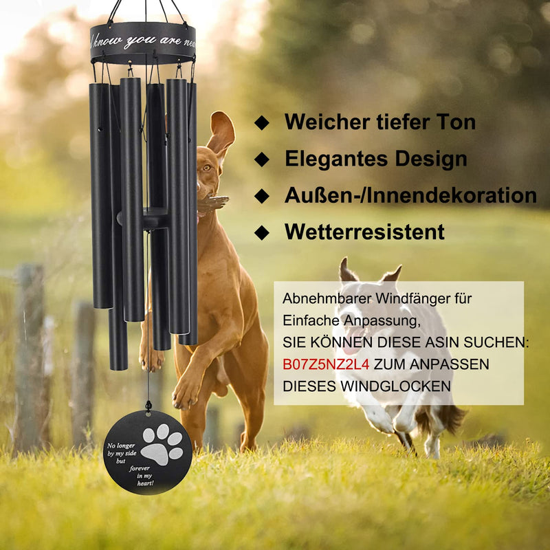 Astarin Pet Memorial Wind Chimes Outdoor,30 Inches Paw Print Sympathy Wind Chimes, Dog Memorial Gifts for Someone Who Loses Loved Pet, Dog Bereavement Gifts for Home,Garden,Patio. 30" Black - PawsPlanet Australia