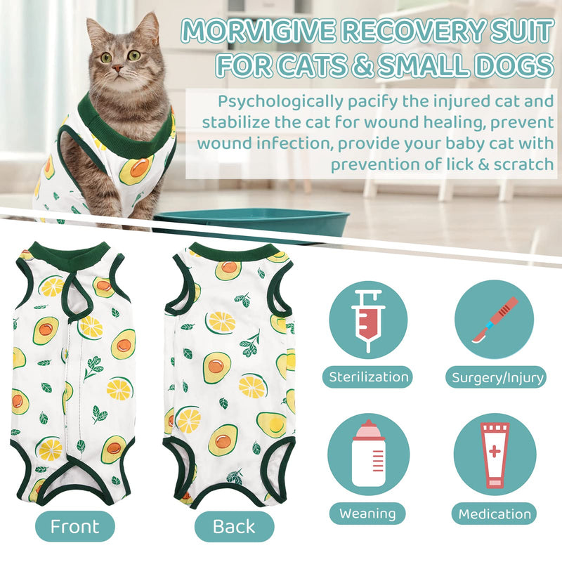 MORVIGIVE Cat Recovery Suit After Surgery Wear, Surgical Neuter Spay Kitten Recovery Shirt E-Collar Bandages Alternative, Non-Lick Pet Body Suit for Cats Dogs for Abdominal Wounds Skin Diseases Small Avocado - PawsPlanet Australia