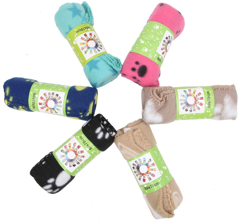 Coocnh 6 Pcs Pet Blanket Cushion Dog Cat Soft Warm Blankets Puppy Washable Sleep Mat Pad Bed Cover With Paw Print(60 x 70cm/23.6 x 27.6 inch, Multicolor) - PawsPlanet Australia