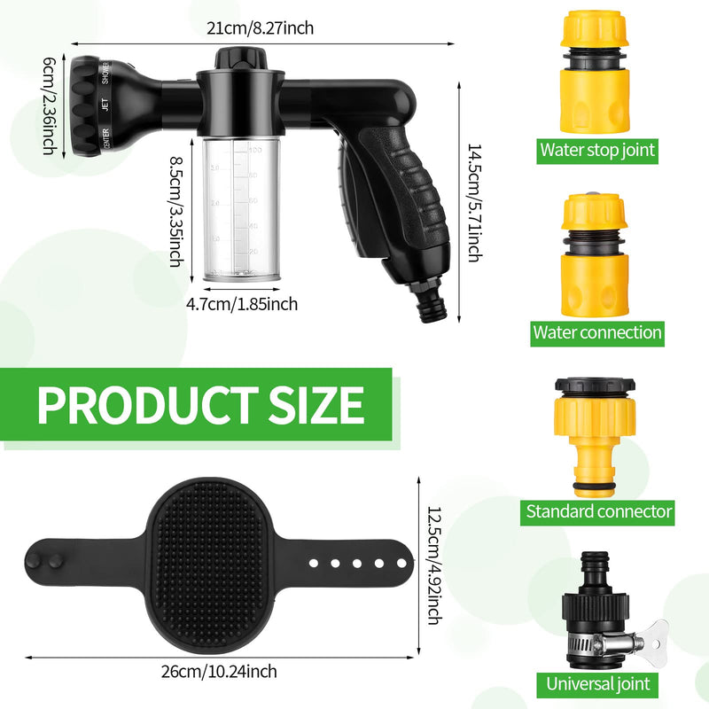 6 Pieces Pet Bathing Tool Set Includes Hose Nozzle Soap Dispenser with Connectors and Dog Rubber Comb Brush, Dog Bathing Sprayer Bottle Wash Foam Sprayer for Pet 8.27 x 4.72 x 5.51 Inch Black - PawsPlanet Australia