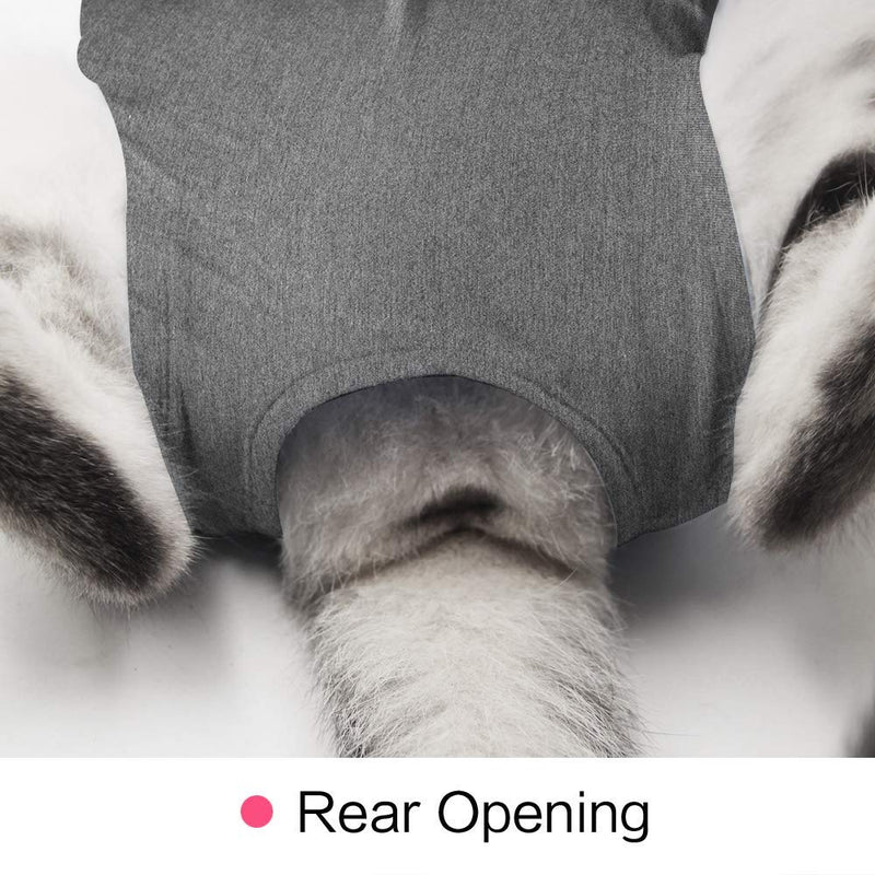 Cat Professional Recovery Suit for Abdominal Wounds or Skin Diseases, E-Collar Alternative for Cats and Dogs, After Surgery Wear, Home Clothing (M, grey buckles) M - PawsPlanet Australia