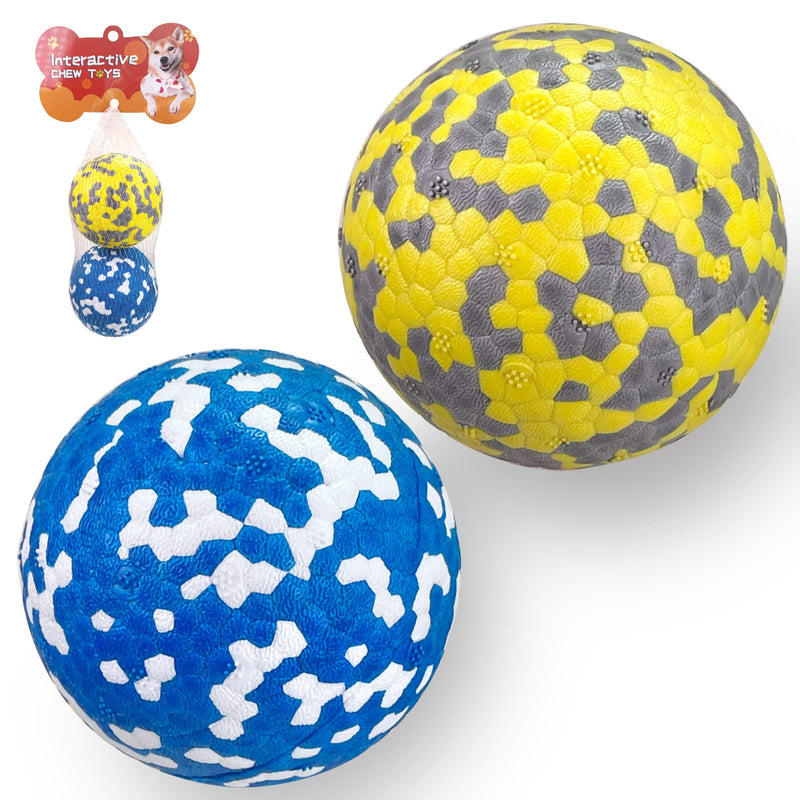 FONPOO Super stretchy dog ball, dog toy, indestructible with the latest materials, interactive water toy for small and medium-sized dogs (yellow + blue) yellow + blue - PawsPlanet Australia