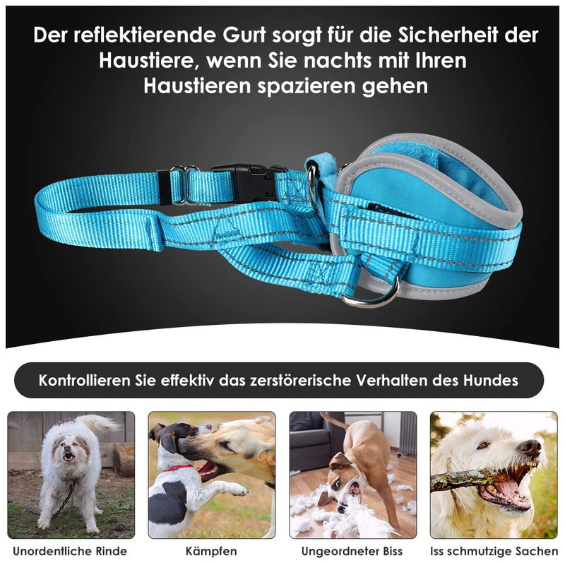 Nasjac Dog Muzzle, Soft Muzzle Medium Dogs to Prevent Biting Anti-Barking Stop Chewing Food Adjustable Dog Mouth Guard, Durable Small Large Dog Muzzles L Blue - PawsPlanet Australia