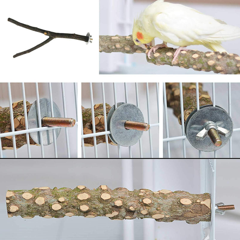kathson Natural Bird Wood Perch Parakeet Standing Toy Sticks Parrot Paw Grinding Branches Cockatiels Cage Chewable Accessories for Conures Macaws Finches 8 PCS - PawsPlanet Australia