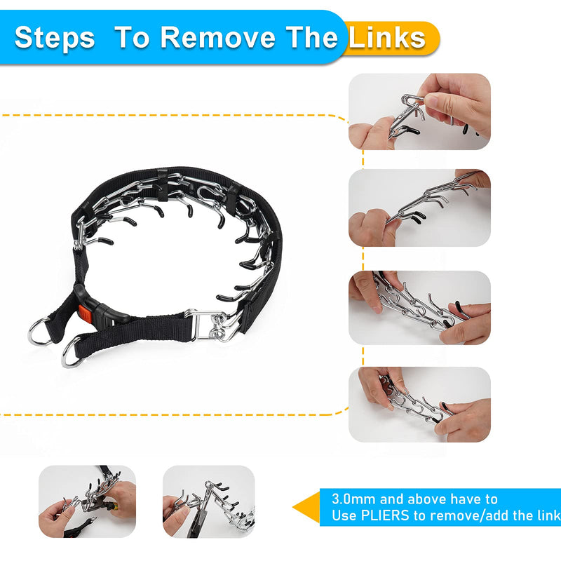 Wiotar Dog Prong Collar, Dog Choke Pinch Training Collar, Adjustable Stainless Steel Links with Comfort Rubber Tips, Quick Release Snap Buckle for Medium Large Dogs (Packed with 8 Extra Tips) M(Neck:14''-18''-- Weight: around 50 lbs) Black Cover - PawsPlanet Australia