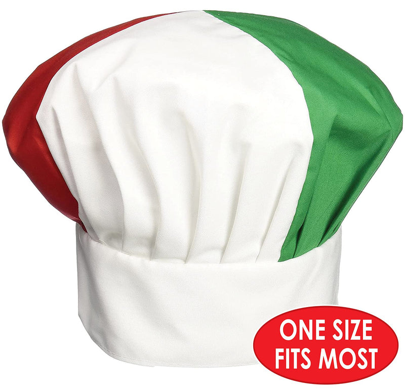 Beistle Red, White And Green Oversized Cotton Novelty Fabric Chef’s Hat With Velcro – Italian Party Photo Booth Props Supplies, One Size Red/White/Green - PawsPlanet Australia