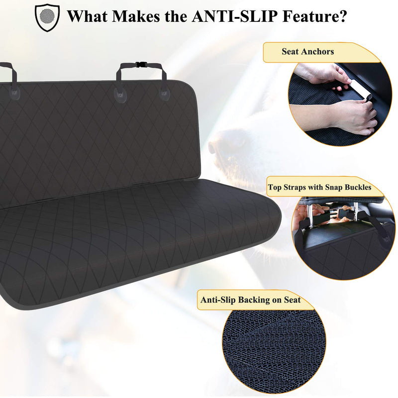 [Australia] - VIVAGLORY Dog Car Seat Covers with No-Skirt Design, Quilted & Durable 600 Denier Oxford 4 Layers Pet Car Protectors with Anti-Slip Backing for Most Cars, SUVs & MPVs, Bucket & Bench Available S (Standard, backseat) Black 