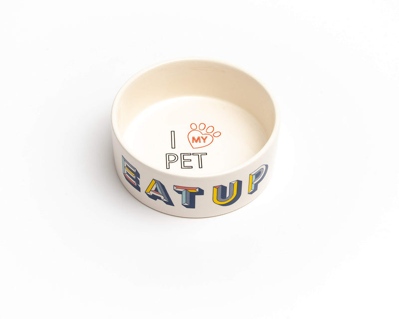 [Australia] - Park Life Designs Small Pet Bowl, Retro Pattern, 5-1/4 inch Heavyweight Ceramic Dish Stays Put, Microwave and Dishwasher Safe 