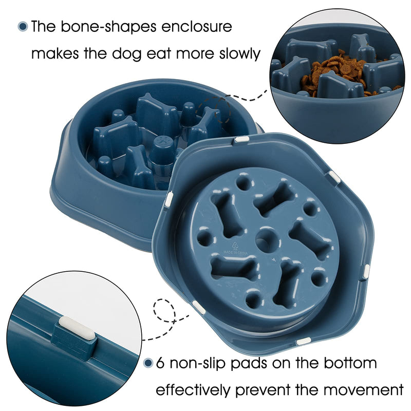 DPOEGTS Slow Feeder Dog Bowl, Puzzle Dog Food Bowl Anti-Gulping Interactive Dog Bowl and Water Dog Bowl for Small/Medium Sized Dogs Bone-Blue - PawsPlanet Australia