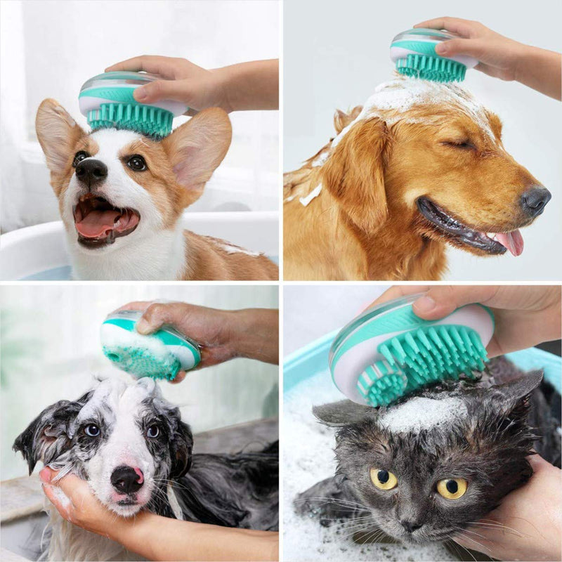 [Australia] - Oupada 2 in 1 Pet Brush Bath Massage Brush,Shampoo Dispenser for Pet Grooming,Deshedding Soft Silicone Bristles Perfect for Washing,Massaging Hair,Remove Loose Fur 