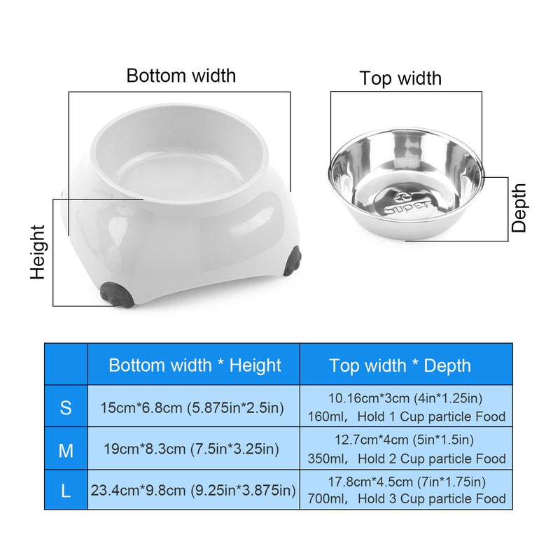 [Australia] - Super Design Dog Cat Bowls Melamine Stand Stainless Steel Pet Bowls for Small Medium Large Dogs and Cats 3 Cup Light Blue 