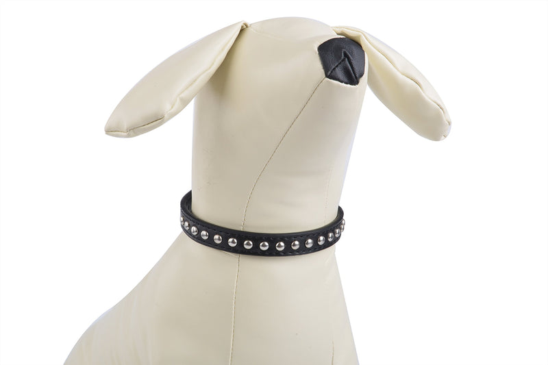 [Australia] - BINGPET Real Split Leather Studded Pet Dog Collar S Black 