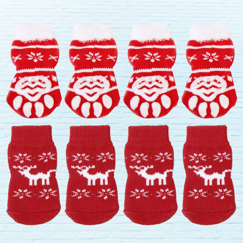 POPETPOP 8PCS Pet Christmas Socks Non-Slip Pet Socks Pet Socks Supplies Christmas Warm Cotton Socks for Dog Puppy Kitten Cat L - PawsPlanet Australia