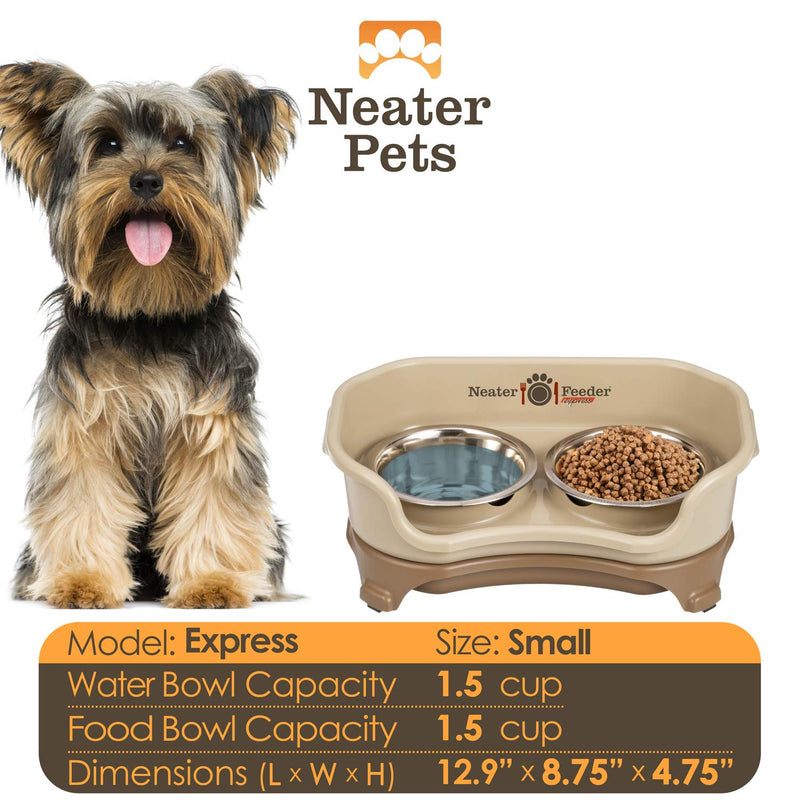 [Australia] - Neater Feeder Express Elevated Dog and Cat Bowls - Raised Pet Dish - Stainless Steel Food and Water Bowls for Small to Large Dogs and Cats Small Dog Cappuccino 