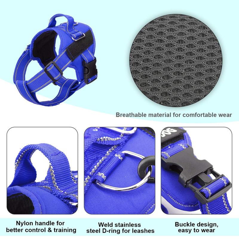 [Australia] - Service Dog Harness, No-Pull Reflective Vest Harness Adjustable Outdoor Pet Vest - Easy On & Off Comfort Pet Halters Breathable Oxford Soft Vest with Easy Control Handle for Small Medium Large Dogs L (NECK: 17″-27″/CHEST: 26″-34″) Blue 