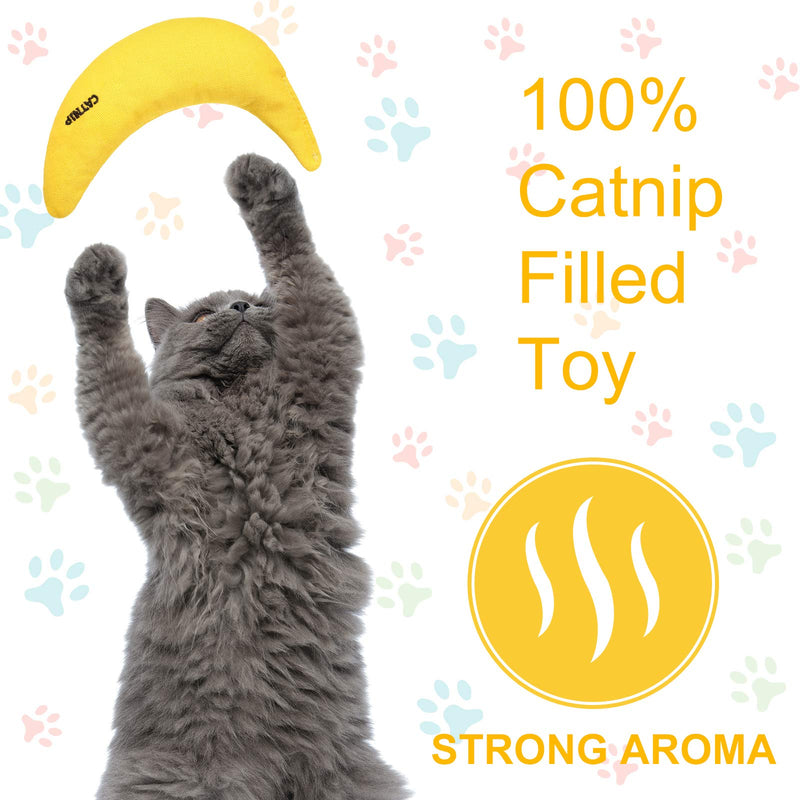 Sotiff 4 Pieces Catnip Toys Yellow Banana Cat Chew Catnip Toys Kitten Interactive Toy Reliable Catnip Filled Cat Toys for Indoor Cats Kittens Chewing Biting Grinding Claw - PawsPlanet Australia