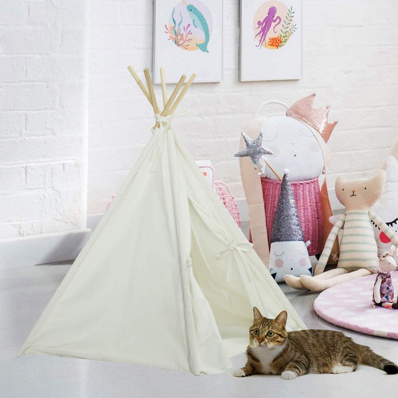 [Australia] - Dog Teepee Tent for Dogs & Cats Cute Pet Teepee with Mat, Portable Dog Tents 24inch Dog House Indoor Outdoor 