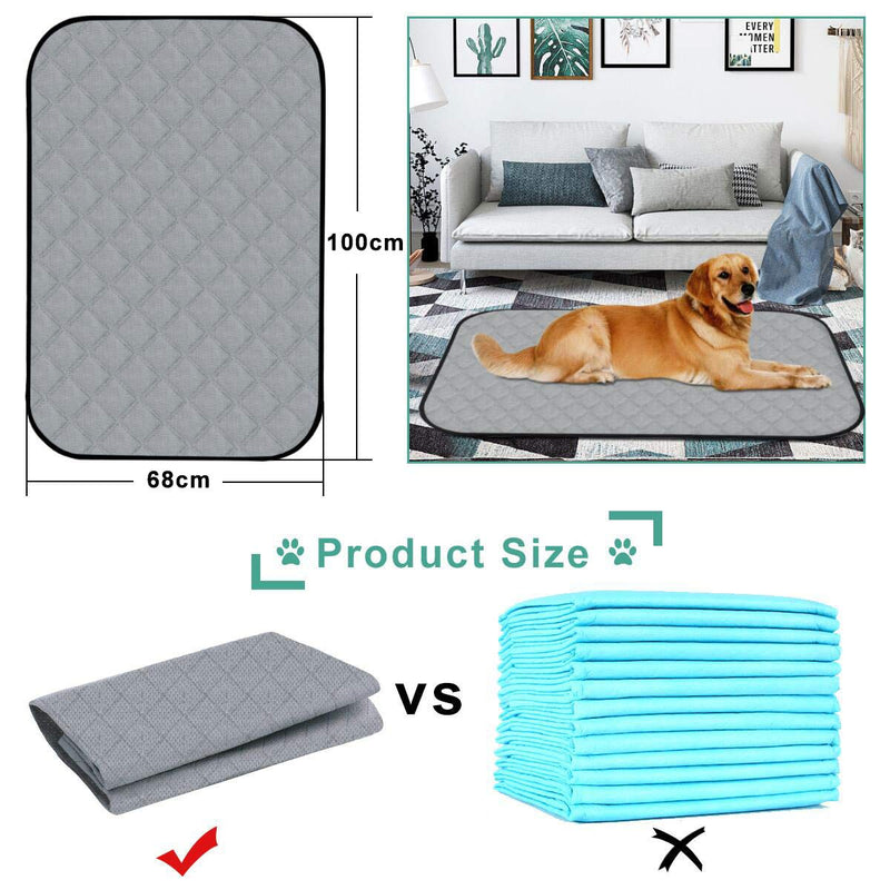 newoer Washable Ultra Large Puppy Pads, 2 Pcs Reusable Pee Pads Dog Training Pads, Anti-Skid Bottom/Fast Absorb/Deodorant Dog Washable Mat, Training Puppy Pads for Indoor Outdoor Car Travel, 100x68cm - PawsPlanet Australia