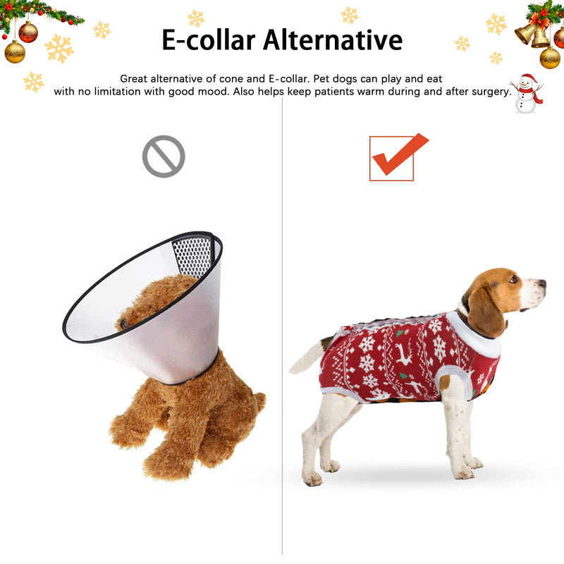 oUUoNNo oUUoNNo Dog Christmas Pajamas, Dog Surgical Recovery Suit for Female Male Abdominal Wounds, Spay or Skin Diseases, Dog Christmas Costumes, Anti-Leak Pet Vest After Ope XXXL Christmas - PawsPlanet Australia