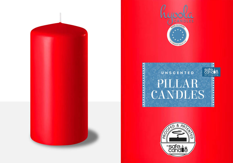 Hyoola Red Pillar Candles 2-inch x 4-inch - Unscented Pillar Candles - Set of 4 - European Made - PawsPlanet Australia