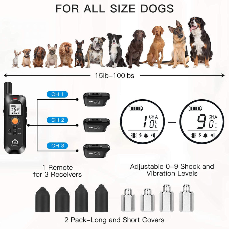 STYLEAGAL Dog Shock Collars with Remote, Rechargeable Dog Training Collar with 4 Modes Beep Vibration Shock and Recording, 1600Ft Remote Range, Adjustable Shock Levels - PawsPlanet Australia