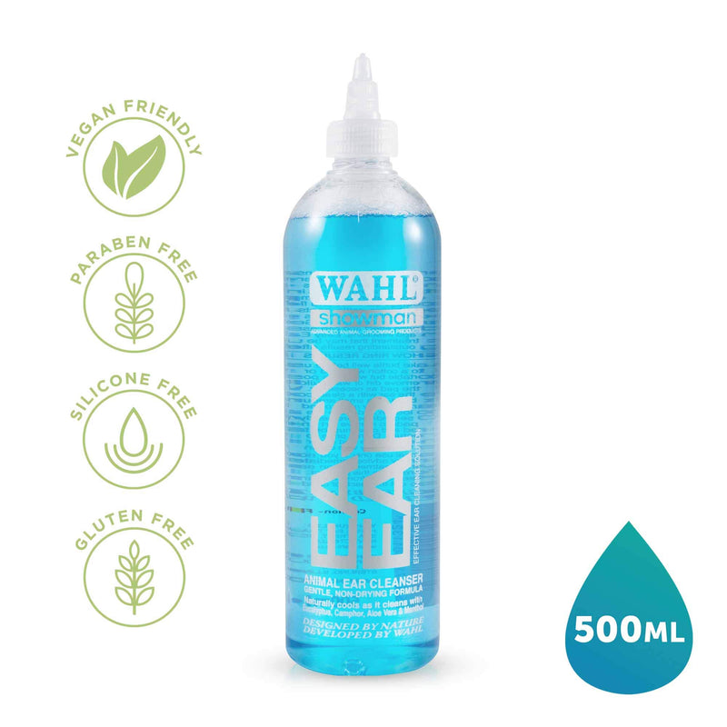 Wahl Easy Ear Cleanser, Ear Cleaner Solution for Pets, Easy Ear Cleaning Fluid for Dogs and Cats, Pets at Home, Pet Ear Cleaner, Remove Pets Ear Wax, Detergent Free, 500ml Easy Ear Cleaner 500 ml (Pack of 1) - PawsPlanet Australia