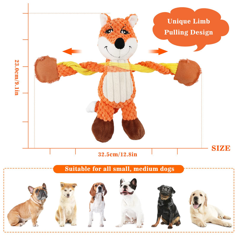 Newthinking Fox Stuffed Dog Toys, Durable Tug of War Rope Dog Toy for Puppy, Soft Squeaky Dog Toys for Small Dogs - PawsPlanet Australia