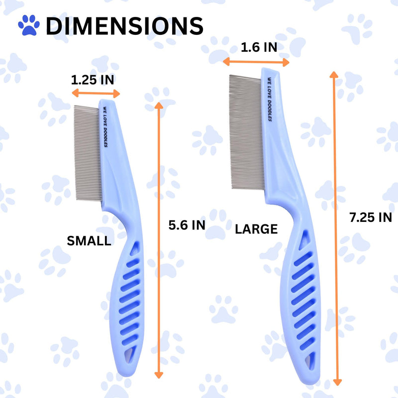 We Love Doodles Large and Small Dog Face Grooming Comb and Small Slicker Brush Bundle - Tear Stain Remover For Dog Eye Boogers - Long Pin Brush For Dematting - Pet Eye Brush - Made in USA - PawsPlanet Australia