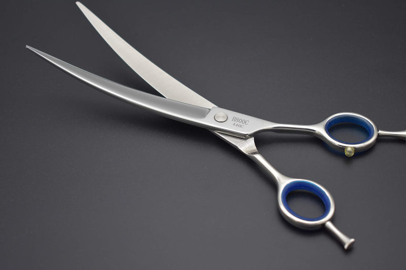 [Australia] - KKO Professional Dog/Pet Grooming Shears/Scissors 5.5'/6'/6.5"/7"/7.5"/8" Left/Right Handed Curved Shears/Straight Scissors Japan Craft Stainless Steel 440c Forged 8.0" Curved Blue Diamond 